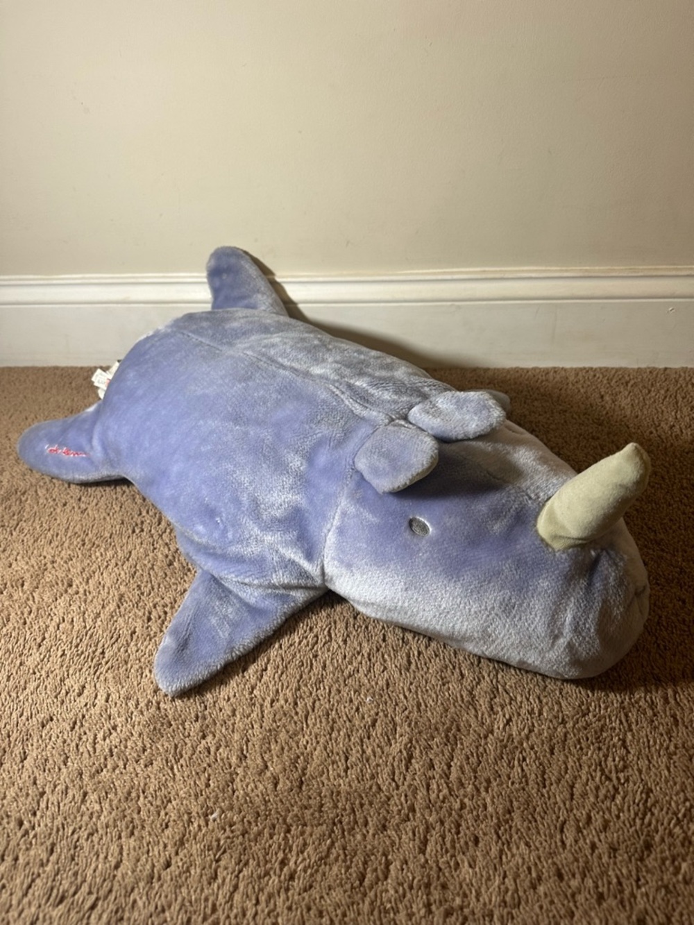 Carters John Lennon Real Love Purple Rhino Plush Pillow 25" Stuffed Animal Yoko